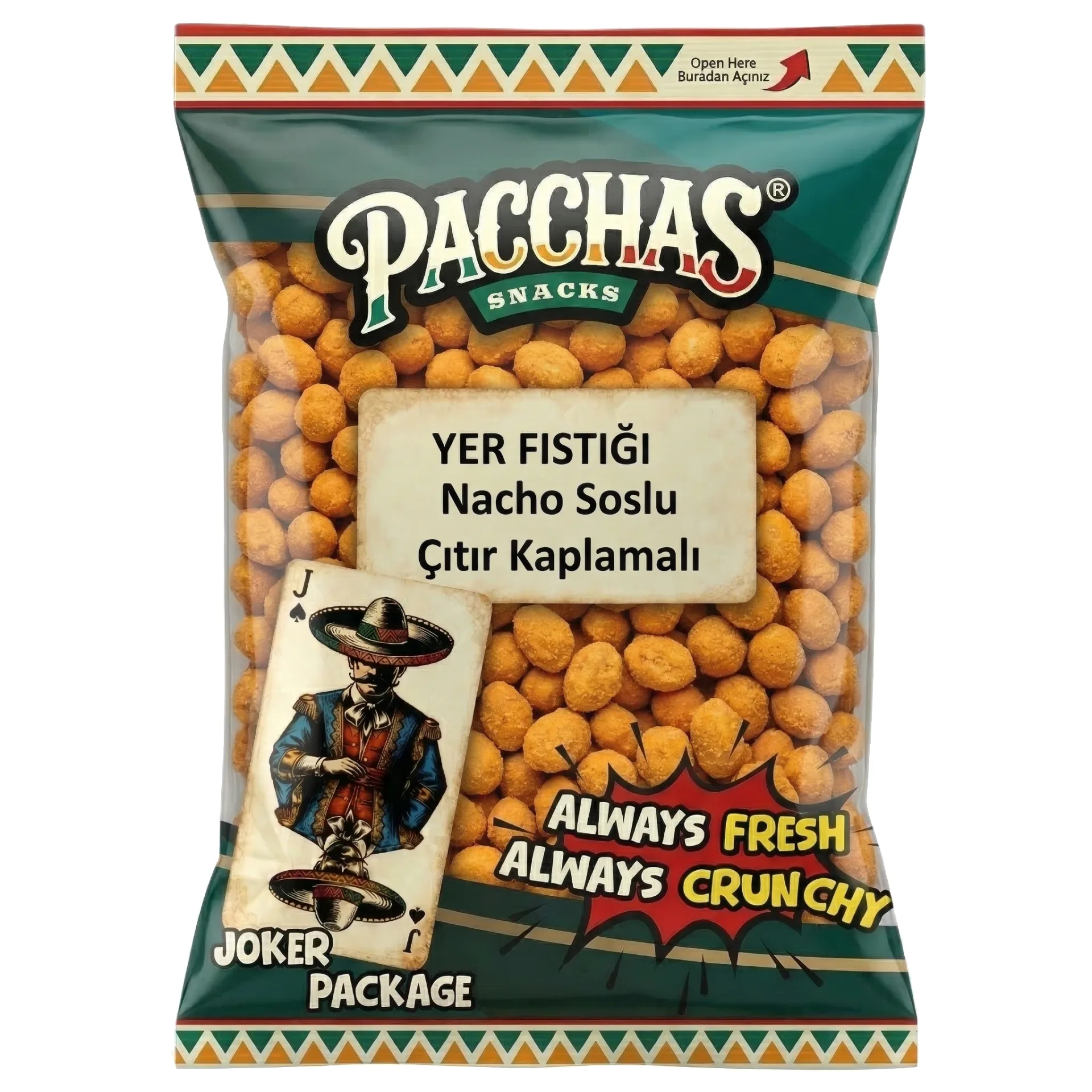 Nacho Soslu Çıtır Kaplamalı Yer Fıstığı